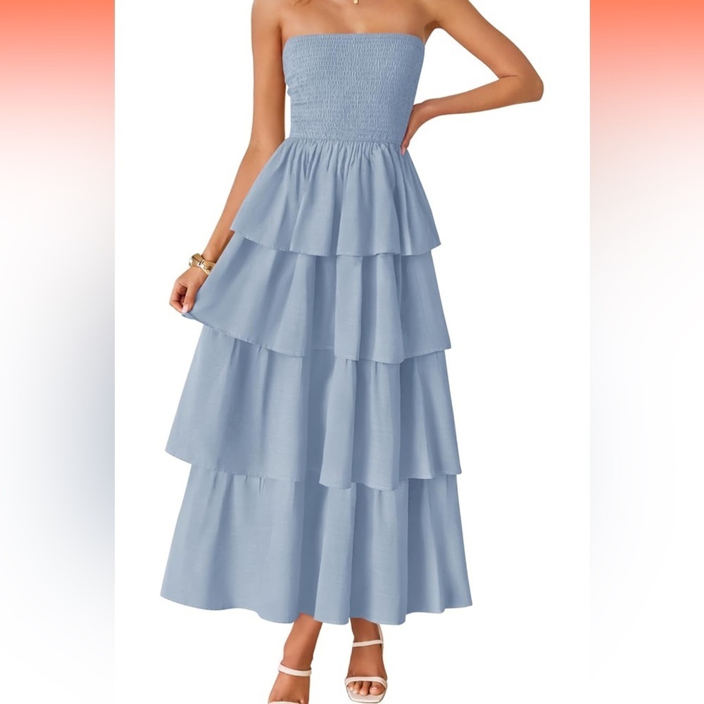 Strapless Maxi Dress In Sky Blue